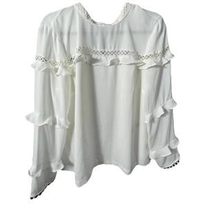 J. Crew Blouse Women's Size 10T Ruffle Eyelet Lace Long Layered Sleeve Boho